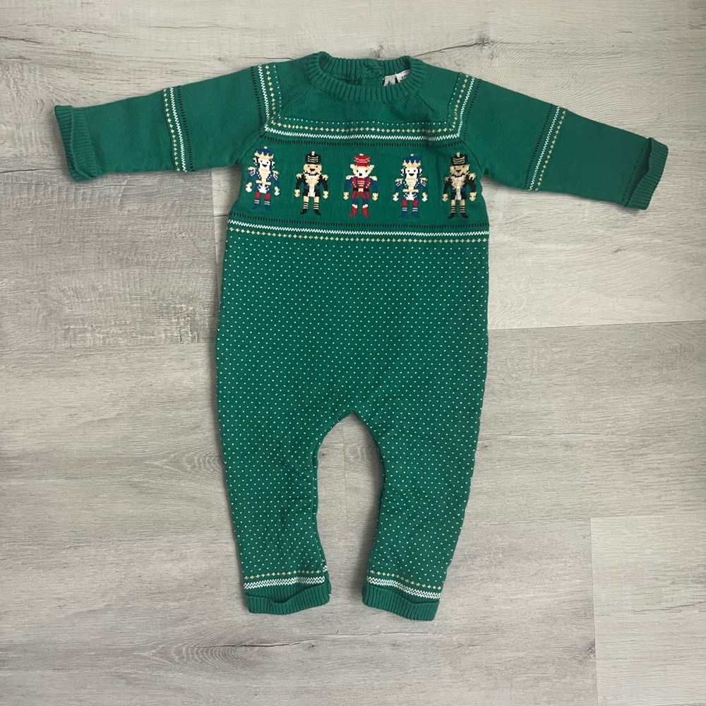 Janie and Jack Emerald Green Nutcracker Knit Footie